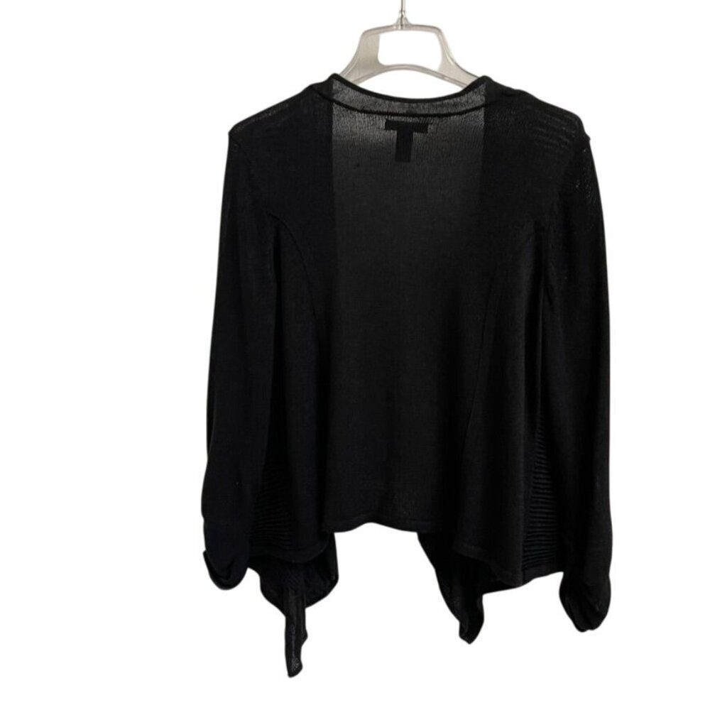 Alfani Women’s Black Open-Front Sweater with Draped Front and Ribbed Sides Size